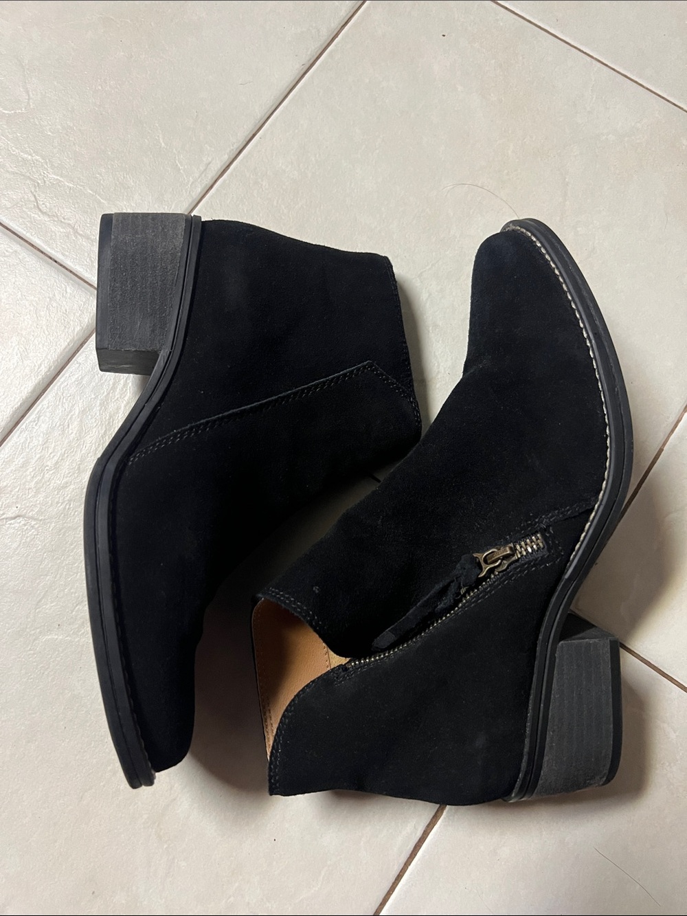 White mountain 
Women's Black Suede Ankle Booties with Side Zip